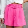 SALT-001 Collins Avenue Pocketed High Waisted Belted Shorts - Pink - FINAL SALE