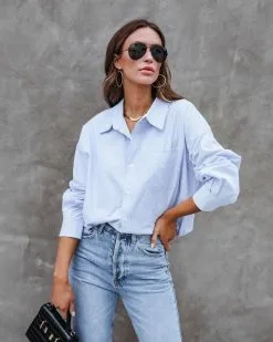 Connecticut Striped Rolled Hem Collared Shirt - SALE -clothes Sales ConnecticutStripedRolledHemCollaredShirt34