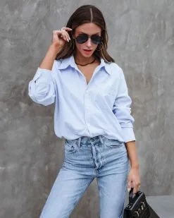 Connecticut Striped Rolled Hem Collared Shirt - SALE