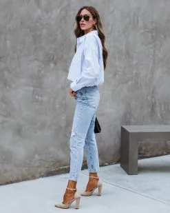 Connecticut Striped Rolled Hem Collared Shirt - SALE -clothes Sales ConnecticutStripedRolledHemCollaredShirt9