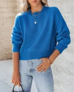 OLIV-001 Cool Kind Knit Pullover Sweater - Cobalt - FINAL SALE -clothes Sales Coolkindknitpulloversweatercobalt22