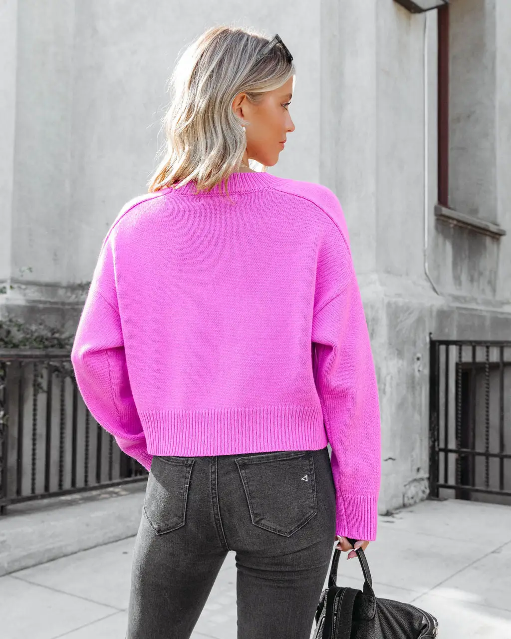 Cool Kind Knit Pullover Sweater - Magenta - FINAL SALE 4 Cool Kind Knit Pullover Sweater - Magenta - FINAL SALE - Image 4