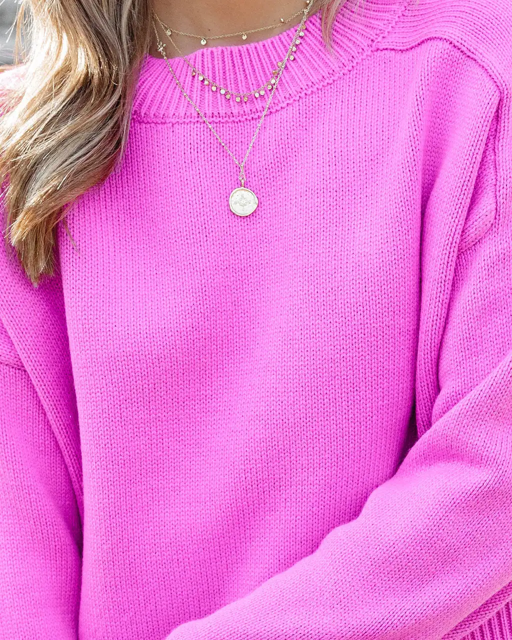 Cool Kind Knit Pullover Sweater - Magenta - FINAL SALE 2 Cool Kind Knit Pullover Sweater - Magenta - FINAL SALE - Image 2