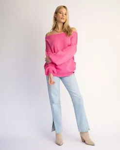 Lonely Heart Cotton Blend Boat Neck Sweater - Pink - FINAL SALE -clothes Sales CottonBlendBoatNeckSweater Pink 2