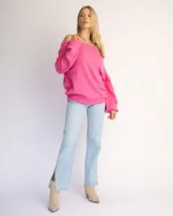 Lonely Heart Cotton Blend Boat Neck Sweater - Pink - FINAL SALE -clothes Sales CottonBlendBoatNeckSweater Pink 3