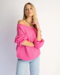 Lonely Heart Cotton Blend Boat Neck Sweater - Pink - FINAL SALE -clothes Sales CottonBlendBoatNeckSweater Pink 46