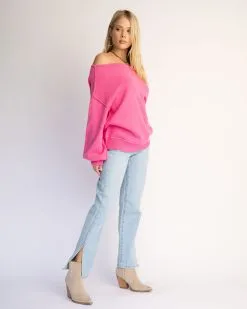 Lonely Heart Cotton Blend Boat Neck Sweater - Pink - FINAL SALE -clothes Sales CottonBlendBoatNeckSweater Pink 5