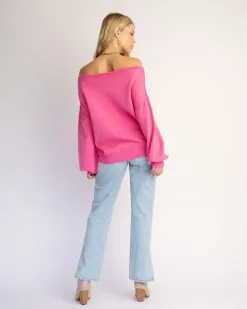 Lonely Heart Cotton Blend Boat Neck Sweater - Pink - FINAL SALE -clothes Sales CottonBlendBoatNeckSweater Pink 6