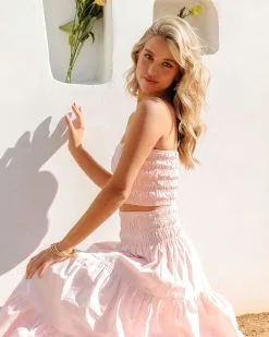 Cove Haven Smocked Strapless Crop Top - Blush - FINAL SALE 11 Cove Haven Smocked Strapless Crop Top - Blush - FINAL SALE -clothes Sales CoveHavenSmockedStraplessCropTop TieredMidiSkirt Blush 52.CR2 28