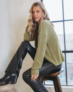 SWEE-001 Cozy Chill Knit Sweater - Olive - FINAL SALE -clothes Sales Cozychillknitsweaterolive0976