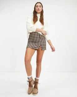 ACOA-001 Crazy About It Tweed Houndstooth Mini Skirt - FINAL SALE -clothes Sales Crazy About It Tweed Houndstooth Mini Skirt 0037