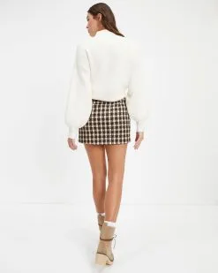 ACOA-001 Crazy About It Tweed Houndstooth Mini Skirt - FINAL SALE -clothes Sales Crazy About It Tweed Houndstooth Mini Skirt 0081