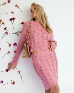 DEE-001 Cuddle With Me Cable Knit Mini Skirt - Pink - FINAL SALE 13 DEE-001 Cuddle With Me Cable Knit Mini Skirt - Pink - FINAL SALE -clothes Sales CuddlewithMeCableKnitSweater MiniSkirt 70