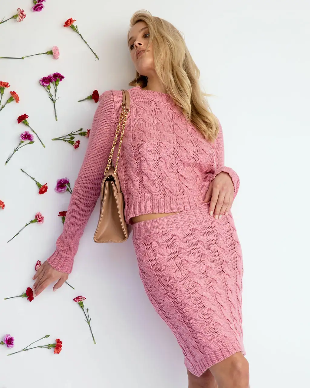 DEE-001 Cuddle With Me Cable Knit Mini Skirt - Pink - FINAL SALE 7 DEE-001 Cuddle With Me Cable Knit Mini Skirt - Pink - FINAL SALE - Image 7