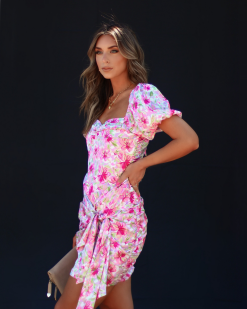 Springs Finest Satin Floral Puff Sleeve Mini Dress - Purple Multi -clothes Sales D1E7B9C5 234F 482C BF77 8EFF7FE428C0