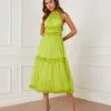 Ravenna Tiered Halter Maxi Dress - Lime
