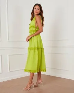 Ravenna Tiered Halter Maxi Dress - Lime 10 Ravenna Tiered Halter Maxi Dress - Lime -clothes Sales D2999 LIME 14059