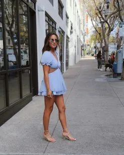 HYFV-001 Bonita Puff Sleeve Cutout Romper - Light Blue -clothes Sales D3161DBD 1F2D 4224 9892 45AB1BE1E9AE