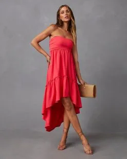 Jorga Strapless Midi Dress - Coral