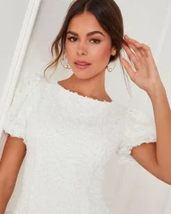 Julissa Textured Mini Dress - White 12 Julissa Textured Mini Dress - White -clothes Sales D3480 WHITE 15455