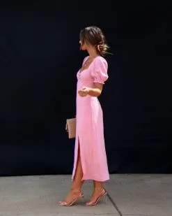 Good Grace Puff Sleeve Side Slit Midi Dress - Pink 8 Good Grace Puff Sleeve Side Slit Midi Dress - Pink -clothes Sales D5B07538 65AC 481D 8A27 F7C54992A6AB