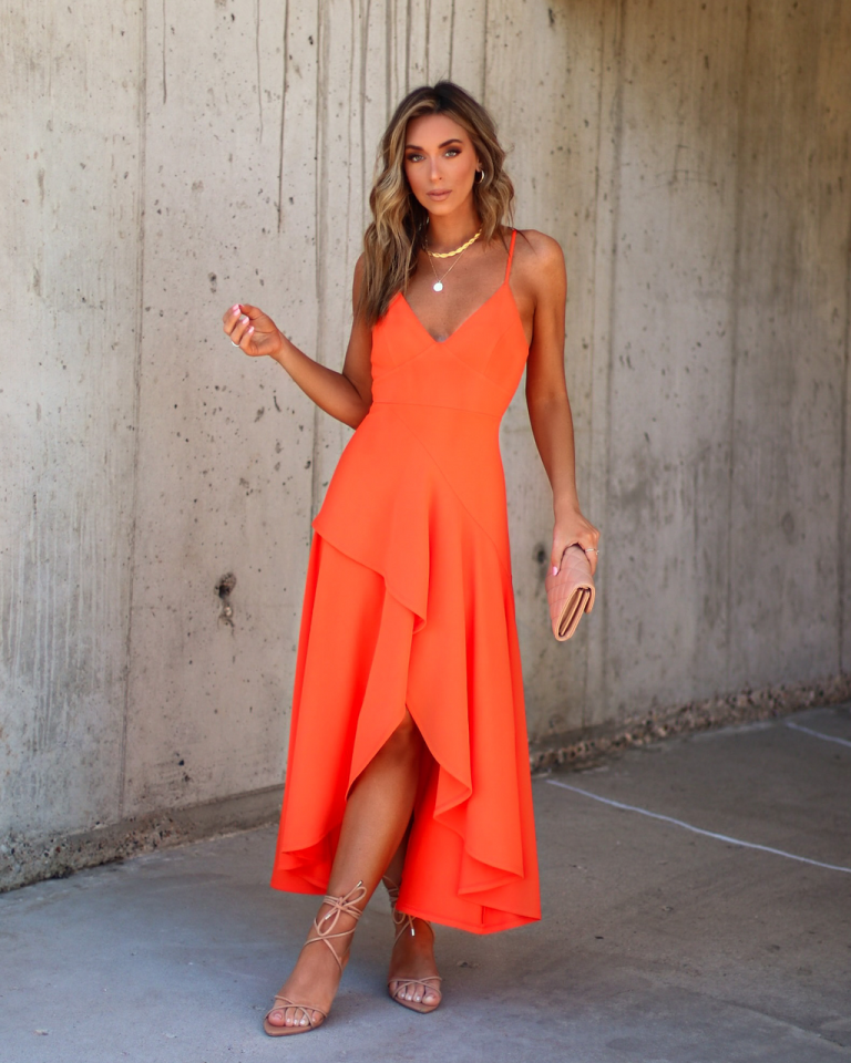 Melinda Ruffle Maxi Dress - Orange - SALE 3 Melinda Ruffle Maxi Dress - Orange - SALE - Image 3