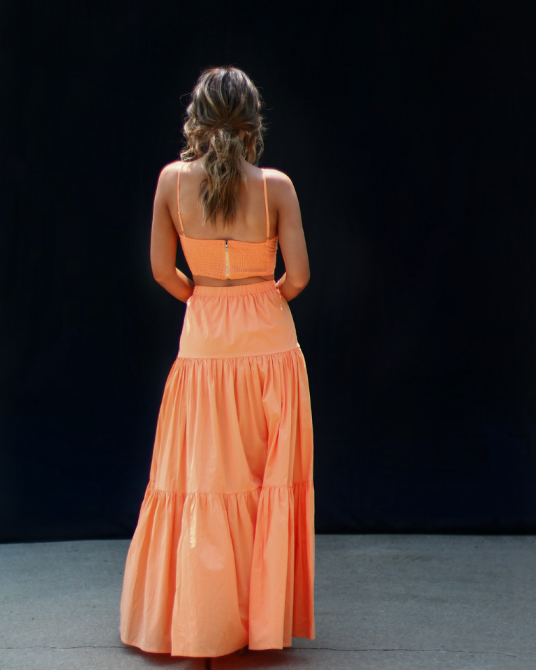 MABL-001 Lachey Tiered Maxi Skirt - Orange 3 MABL-001 Lachey Tiered Maxi Skirt - Orange - Image 3