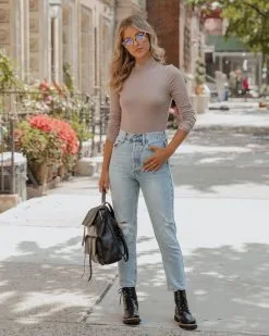 Day To Day Turtleneck Knit Top - Mocha - FINAL SALE