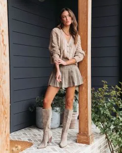 DRES-001 Delfina Knit Button Front Cardigan - Taupe - FINAL SALE -clothes Sales DelfinaKnitButtonFrontCardigan Taupe1