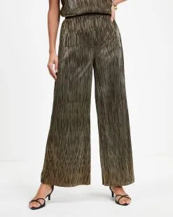 SEE -001 Disco Living Plisse Metallic Pocketed Pants - FINAL SALE 12 SEE -001 Disco Living Plisse Metallic Pocketed Pants - FINAL SALE -clothes Sales Disco Living Lisse Metallic Puff Sleeve Top Pocketed Pants 2179