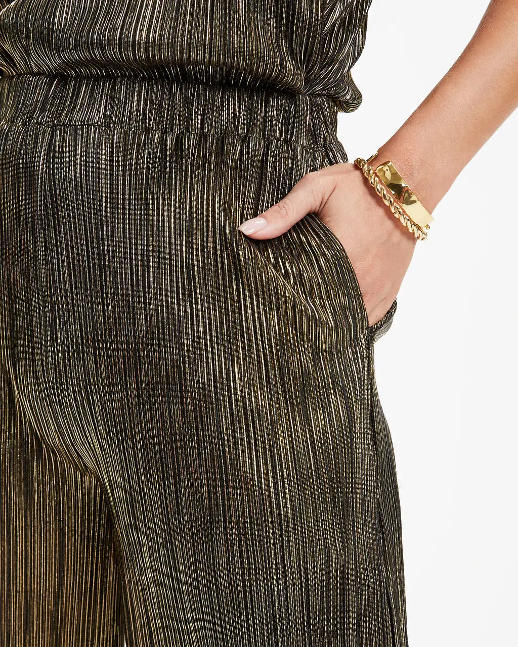 SEE -001 Disco Living Plisse Metallic Pocketed Pants - FINAL SALE 4 SEE -001 Disco Living Plisse Metallic Pocketed Pants - FINAL SALE - Image 4