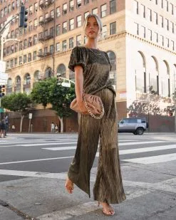 SEE -001 Disco Living Plisse Metallic Pocketed Pants - FINAL SALE 9 SEE -001 Disco Living Plisse Metallic Pocketed Pants - FINAL SALE -clothes Sales Discolivingplissemetallictwopiece172