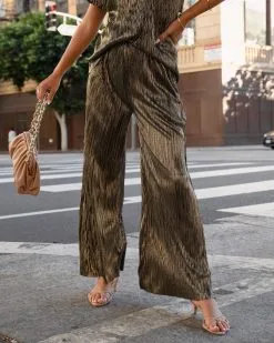 SEE -001 Disco Living Plisse Metallic Pocketed Pants - FINAL SALE 13 SEE -001 Disco Living Plisse Metallic Pocketed Pants - FINAL SALE -clothes Sales Discolivingplissemetallictwopiece184
