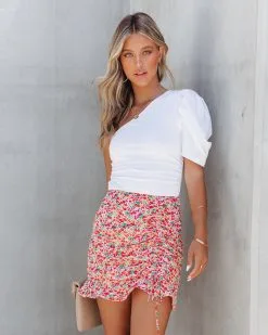 OLIV-001 Dominico Cotton One Shoulder Bodysuit - White - LAST CHANCE -clothes Sales DominicoCottonOneShoulderBodysuitWhite83