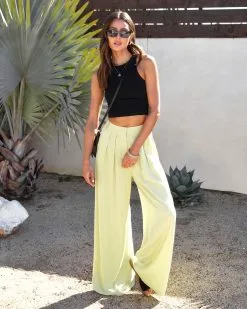 Dorena Pocketed Wide Leg Pants - Lime - SALE -clothes Sales DorenaPocketedWideLegPants Lime13