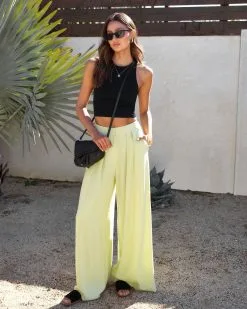 Dorena Pocketed Wide Leg Pants - Lime - SALE -clothes Sales DorenaPocketedWideLegPants Lime8