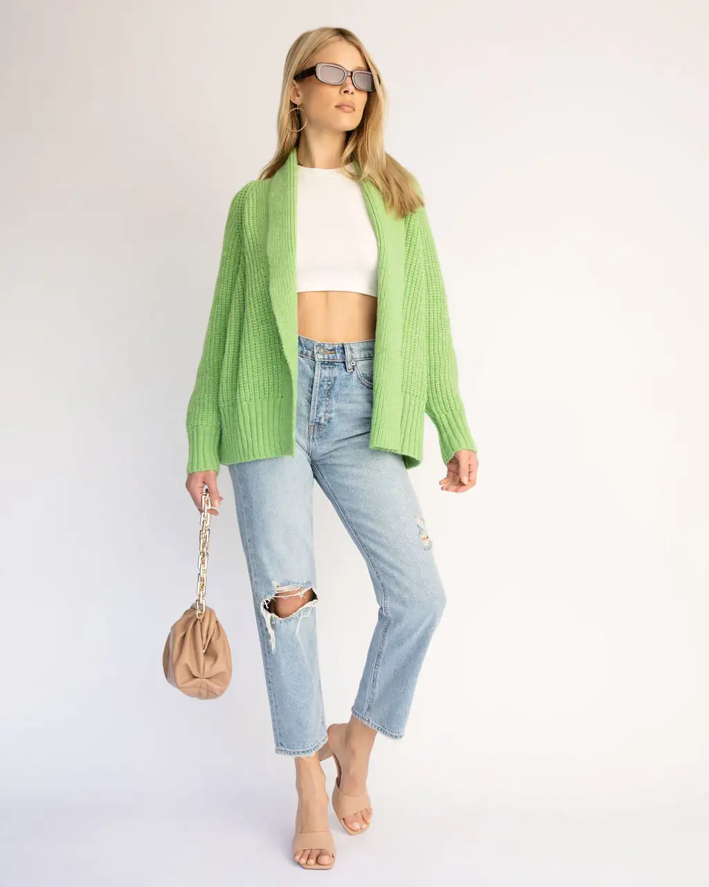 Quincy Drape Front Cardigan - Green - FINAL SALE 3 Quincy Drape Front Cardigan - Green - FINAL SALE - Image 3