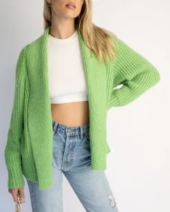 Quincy Drape Front Cardigan - Green - FINAL SALE