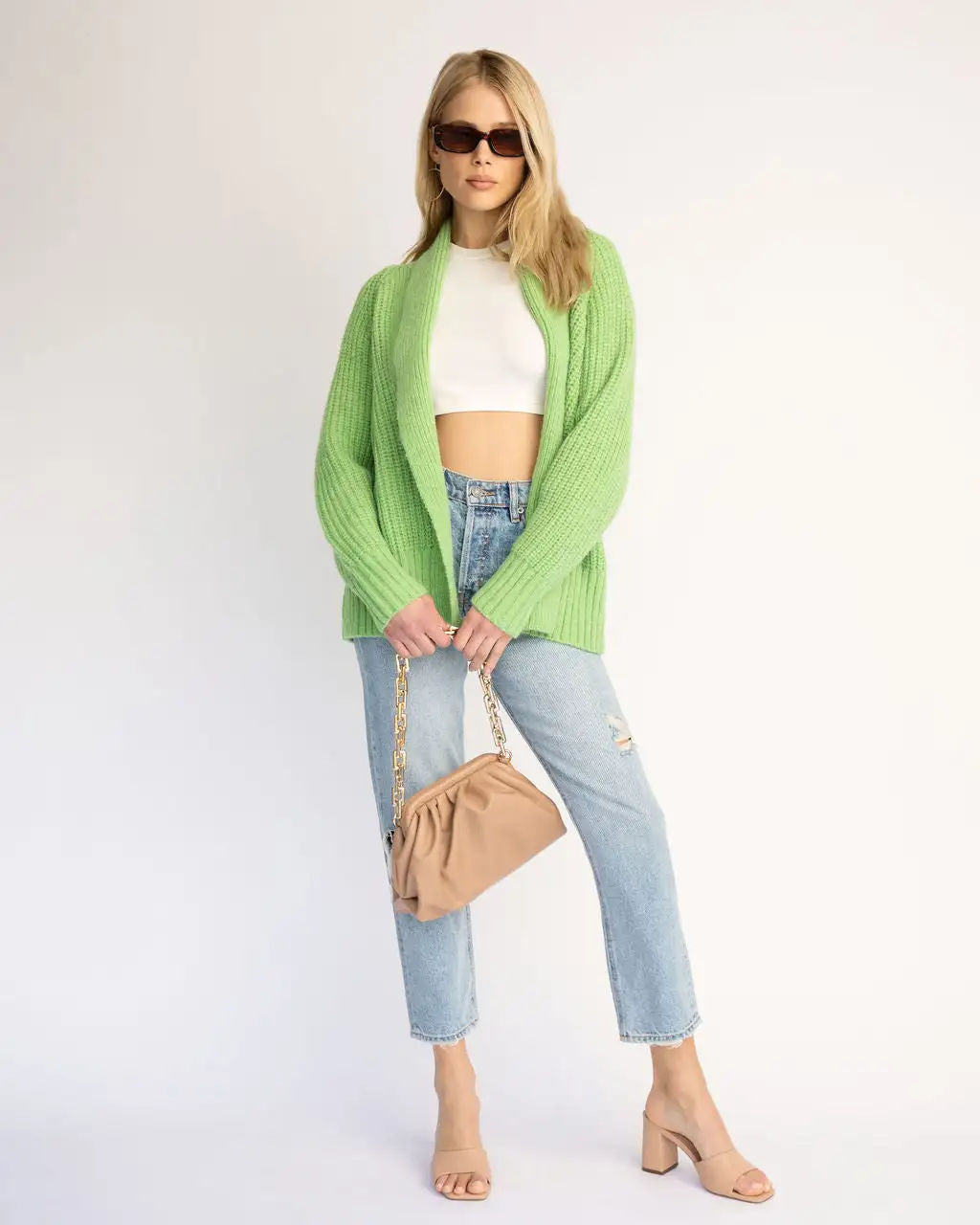 Quincy Drape Front Cardigan - Green - FINAL SALE 6 Quincy Drape Front Cardigan - Green - FINAL SALE - Image 6