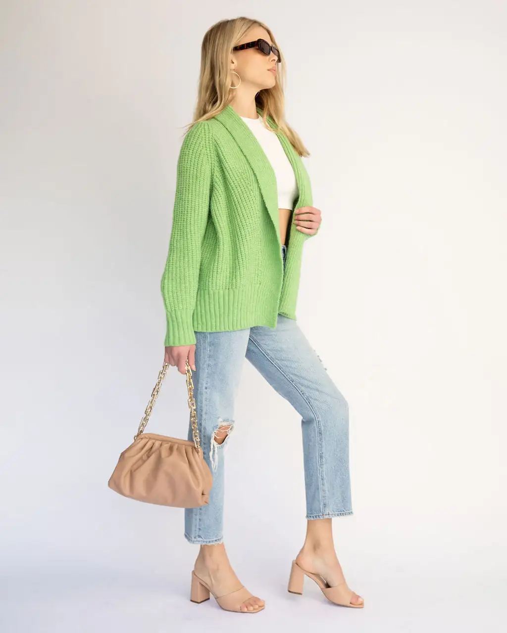 Quincy Drape Front Cardigan - Green - FINAL SALE 5 Quincy Drape Front Cardigan - Green - FINAL SALE - Image 5