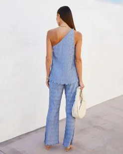 ACOA-001 Drift Away Textured Pants - Slate - SALE -clothes Sales Driftawaytexturedoneshouldertopandtexturedpantsslate31