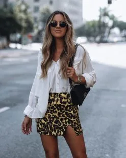 ENDL-001 Haute Leopard Slit Mini Skirt - FINAL SALE