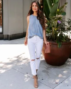 Rivergate Chambray Tencel Tank Top - Vintage Wash - FINAL SALE -clothes Sales EM4A0550