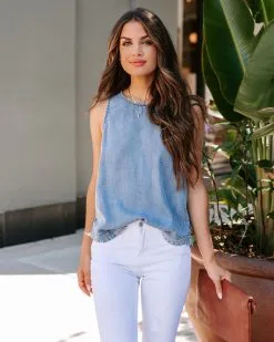 Rivergate Chambray Tencel Tank Top - Vintage Wash - FINAL SALE -clothes Sales EM4A0552