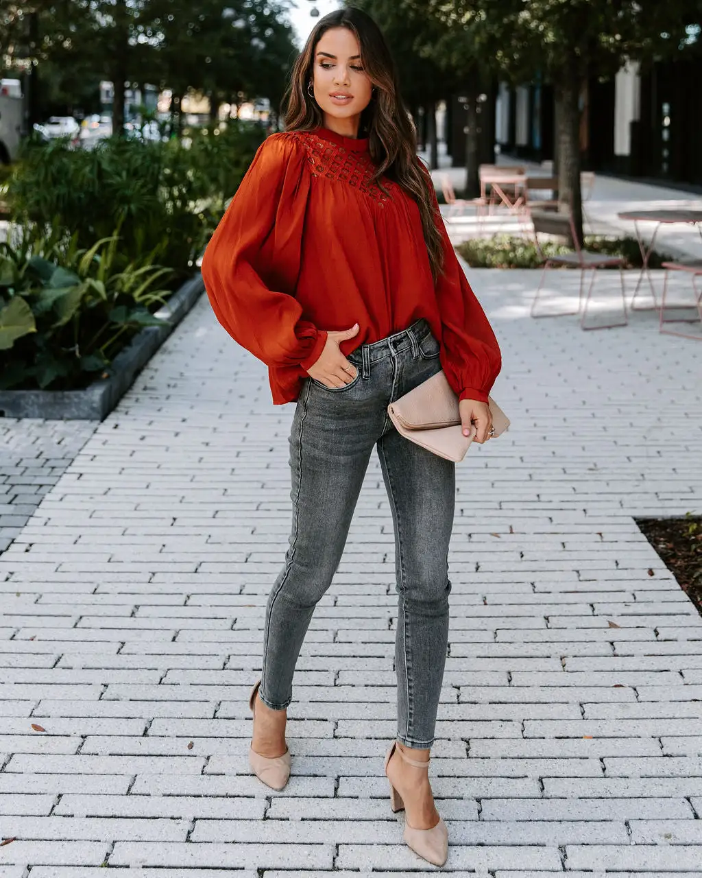 AEOM-001 Aria Crochet Lace Top - Rust - FINAL SALE 5 AEOM-001 Aria Crochet Lace Top - Rust - FINAL SALE - Image 5