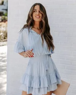Slow It Down Smocked Tassel Dress - Baby Blue - LAST CHANCE -clothes Sales EM4A1309 26c76da0 bdd0 4f78 9bef 6c536024c5be