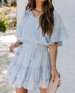Slow It Down Smocked Tassel Dress - Baby Blue - LAST CHANCE -clothes Sales EM4A1312 c6380edf cab0 4ee7 9721 a7b51e77884f