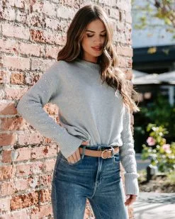 ON T-001 Priscilla Pearl Embellished Sweater - Grey - FINAL SALE -clothes Sales EM4A1367 587b6735 b9f6 4719 925f f87afc19c569