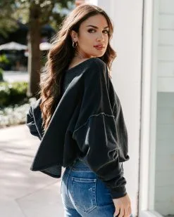 Let's Unwind Cotton Blend Crop Sweatshirt - Charcoal - FINAL SALE -clothes Sales EM4A1504 6ce82d91 2c52 4665 b38e 55dc26a6cd62