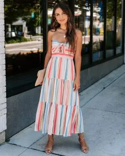 Valentina Striped Strapless Midi Dress - FINAL SALE -clothes Sales EM4A2202